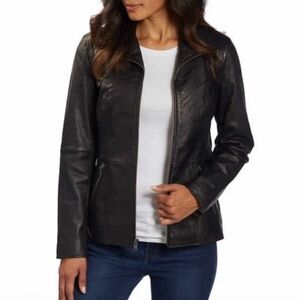 Andrew Marc Black Fabien Leather Jacket Never Worn XS